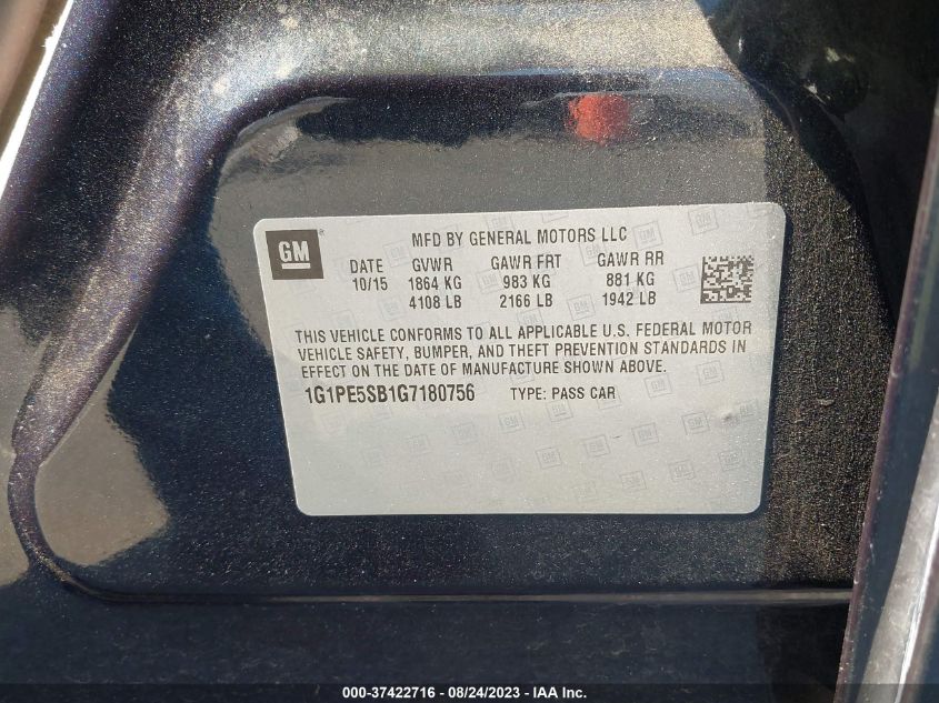 2016 CHEVROLET CRUZE LIMITED LT - 1G1PE5SB1G7180756