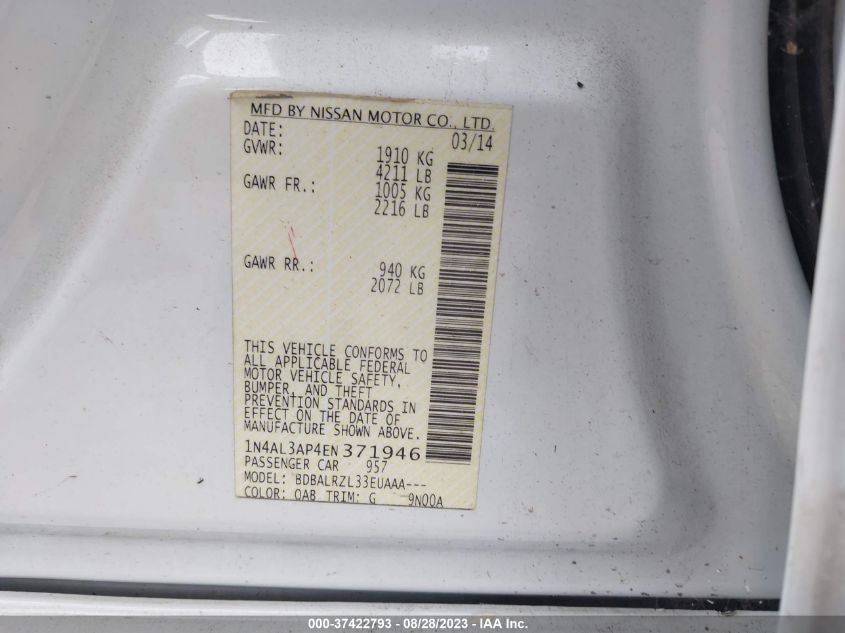 2014 NISSAN ALTIMA 2.5 S - 1N4AL3AP4EN371946