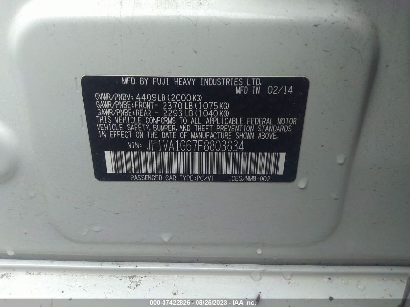 2015 SUBARU WRX LIMITED - JF1VA1G67F8803634