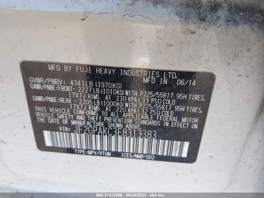 2014 SUBARU XV CROSSTREK LIMITED - JF2GPAKC3E8313383