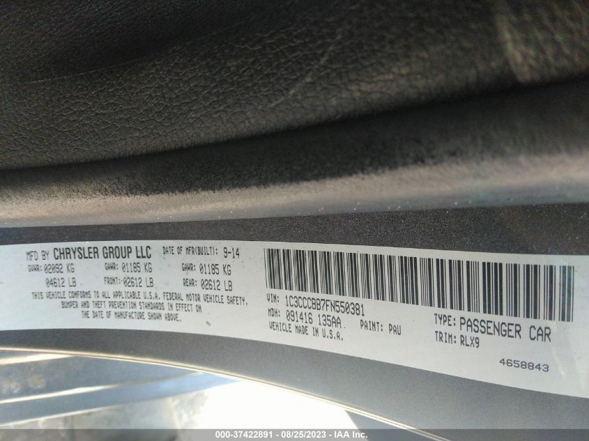 2015 CHRYSLER 200 S - 1C3CCCBB7FN550381