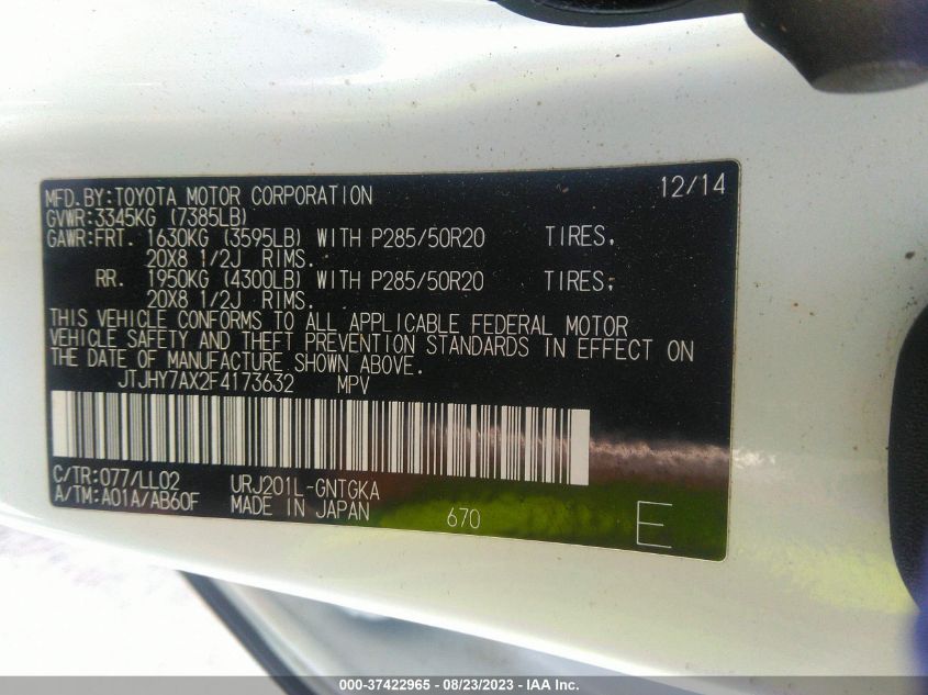 2015 LEXUS LX 570 JTJHY7AX2F4173632