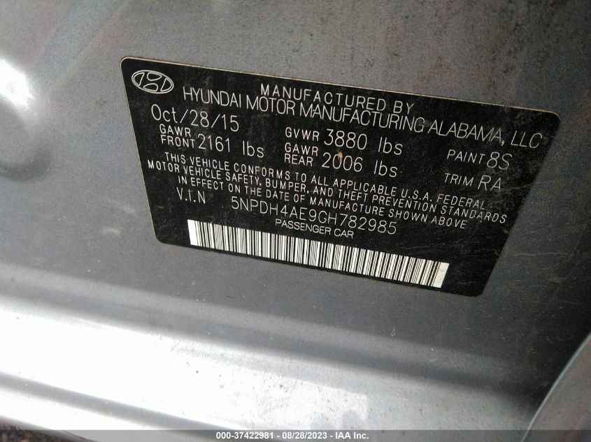 2016 HYUNDAI ELANTRA SE - 5NPDH4AE9GH782985