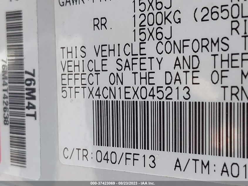 2014 TOYOTA TACOMA - 5TFTX4CN1EX045213