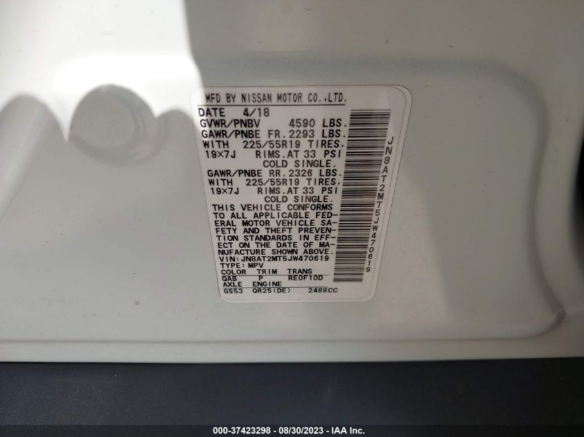 2018 NISSAN ROGUE S/SL/SV - JN8AT2MT5JW470619