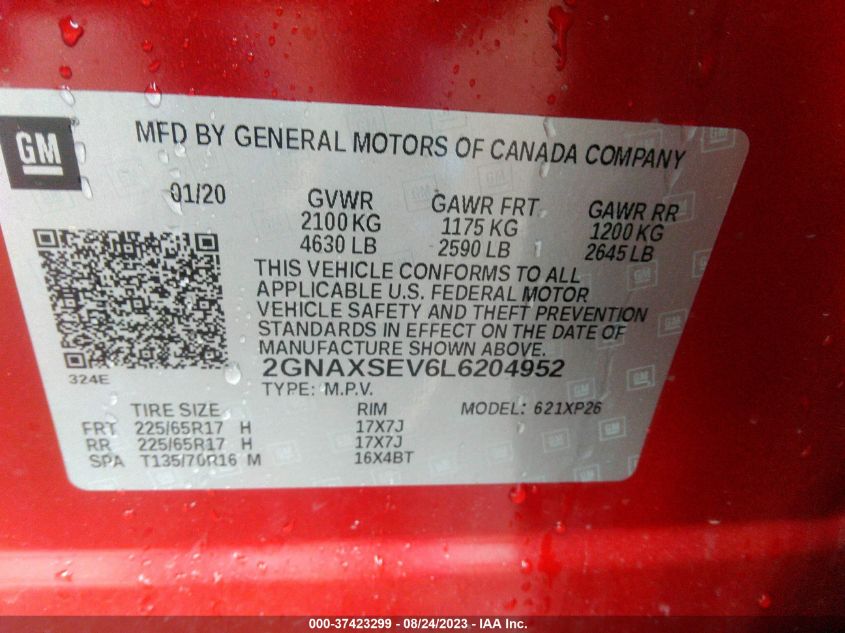 2020 CHEVROLET EQUINOX LS - 2GNAXSEV6L6204952