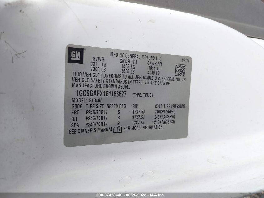 2014 CHEVROLET EXPRESS CARGO VAN - 1GCSGAFX1E1163627