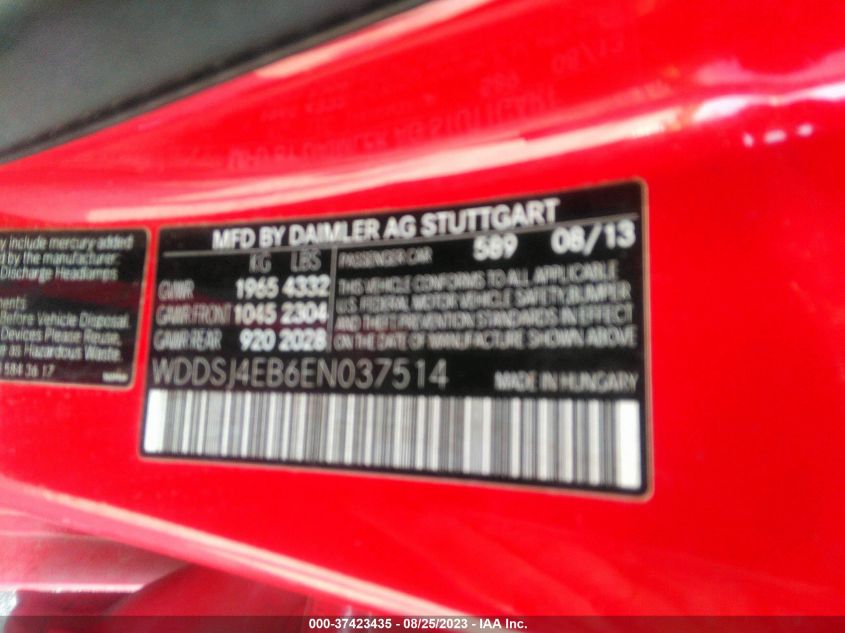 2014 MERCEDES-BENZ CLA-CLASS CLA 250 - WDDSJ4EB6EN037514