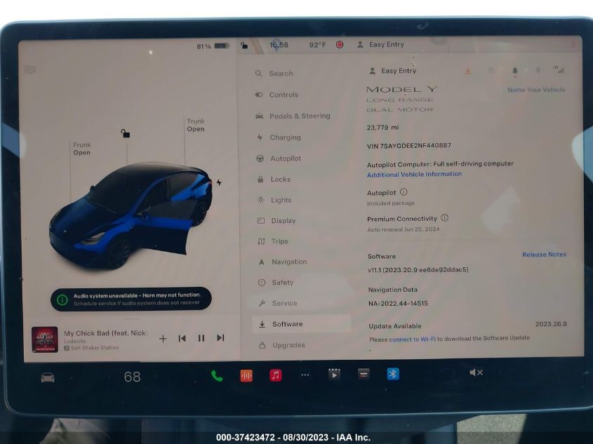 2022 TESLA MODEL Y LONG RANGE - 7SAYGDEE2NF440887