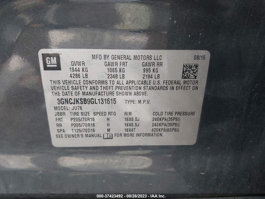 2016 CHEVROLET TRAX LS - 3GNCJKSB9GL131615
