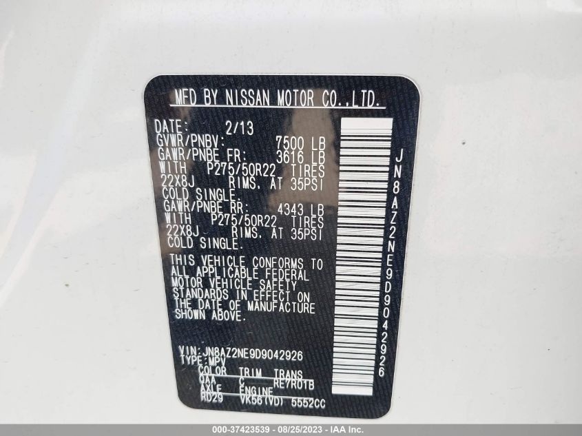 2013 INFINITI QX56 JN8AZ2NE9D9042926