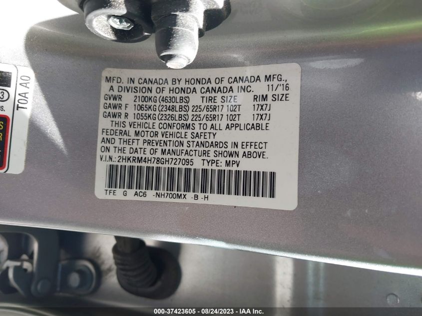 2016 HONDA CR-V EX-L - 2HKRM4H78GH727095