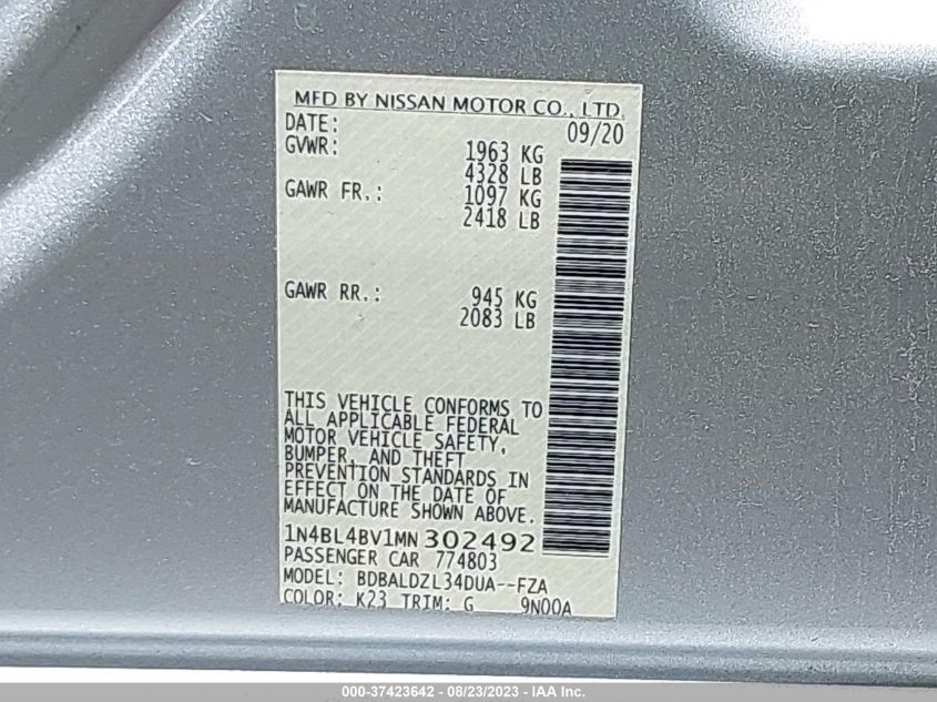 2021 NISSAN ALTIMA 2.5 S - 1N4BL4BV1MN302492