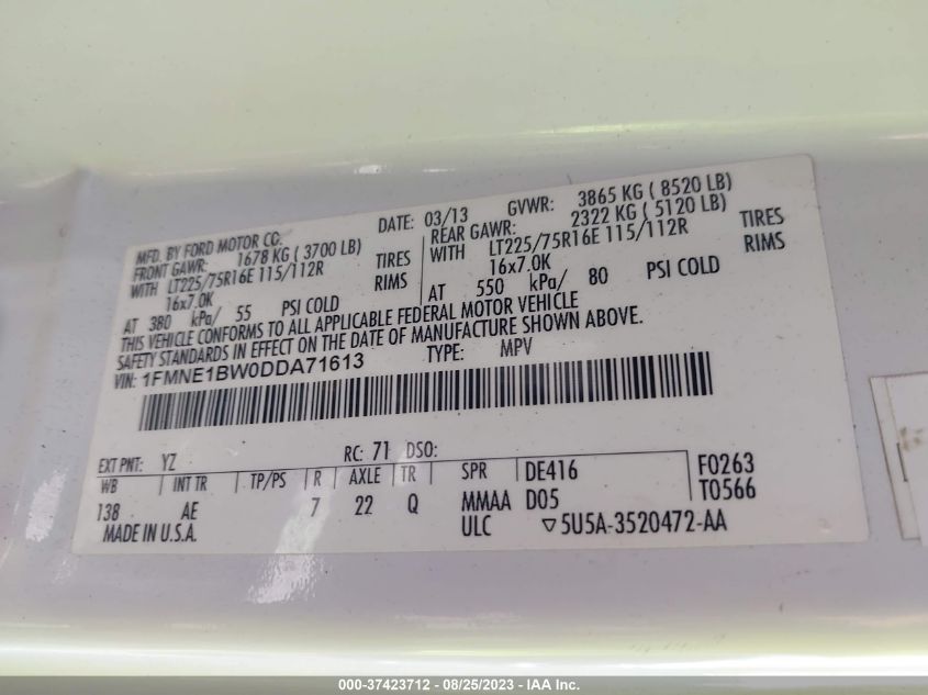 2013 FORD E-150 XL - 1FMNE1BW0DDA71613