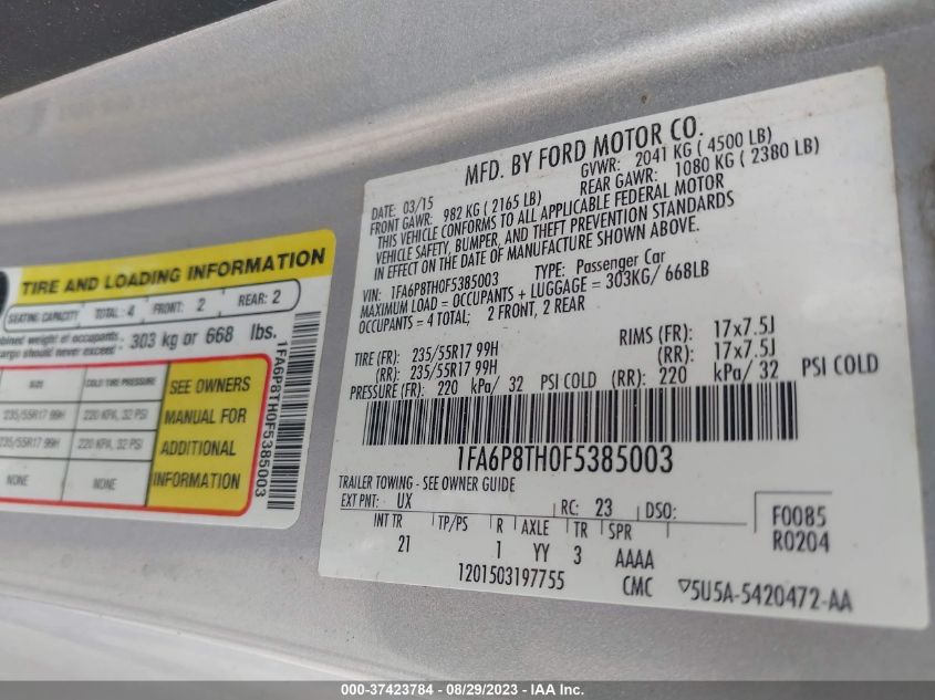 2015 FORD MUSTANG ECOBOOST - 1FA6P8TH0F5385003
