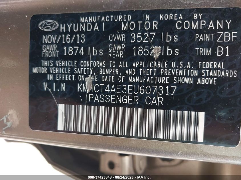2014 HYUNDAI ACCENT GLS - KMHCT4AE3EU607317