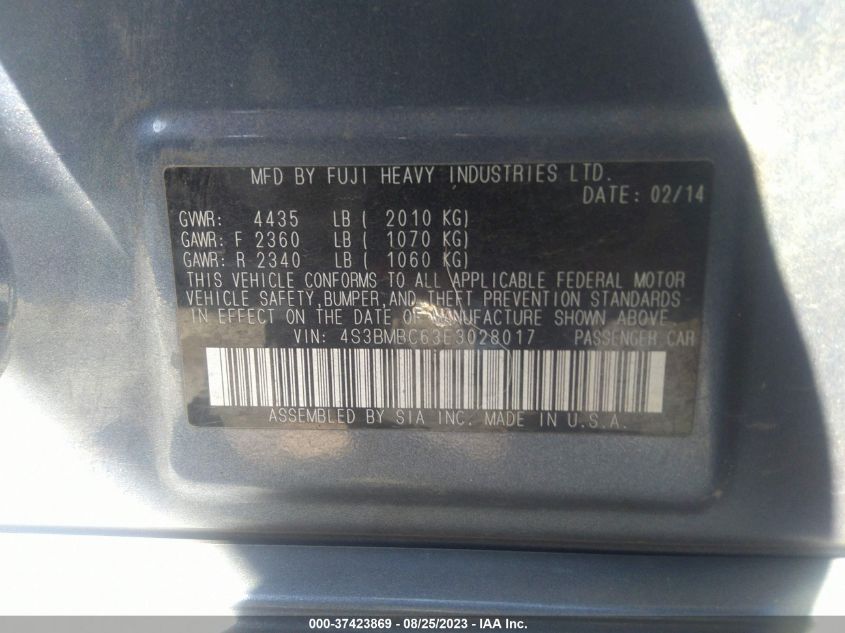 2014 SUBARU LEGACY 2.5I PREMIUM - 4S3BMBC63E3028017