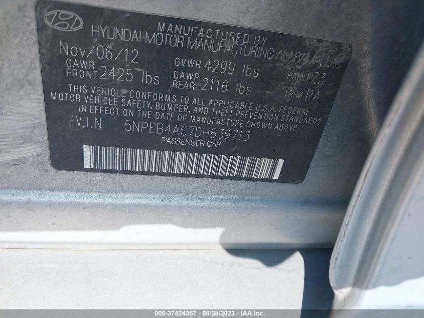 2013 HYUNDAI SONATA GLS - 5NPEB4AC7DH639713