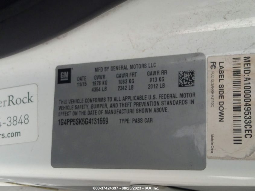 2016 BUICK VERANO - 1G4PP5SK5G4131669