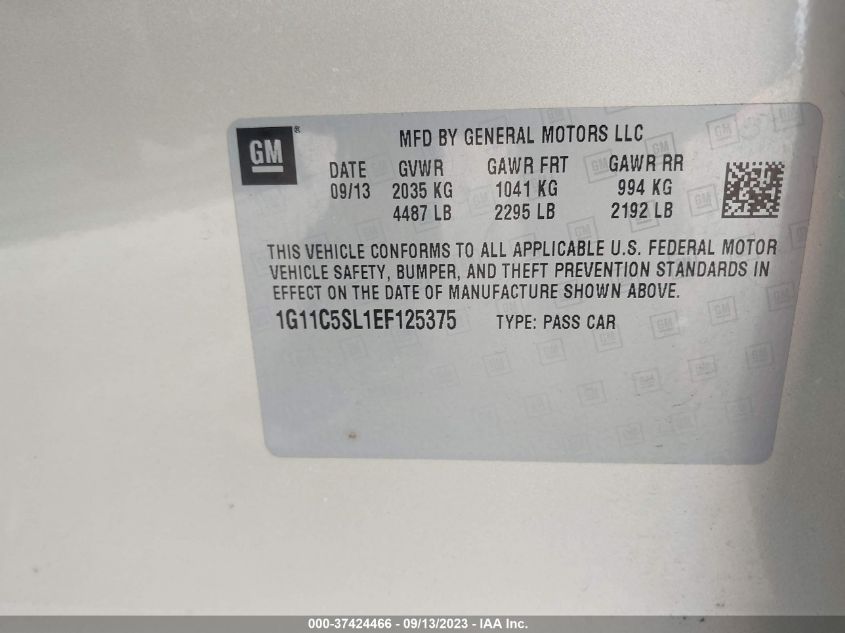 2014 CHEVROLET MALIBU LT - 1G11C5SL1EF125375