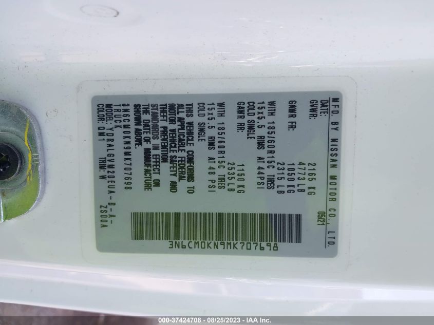 2021 NISSAN NV200 COMPACT CARGO SV - 3N6CM0KN9MK707698