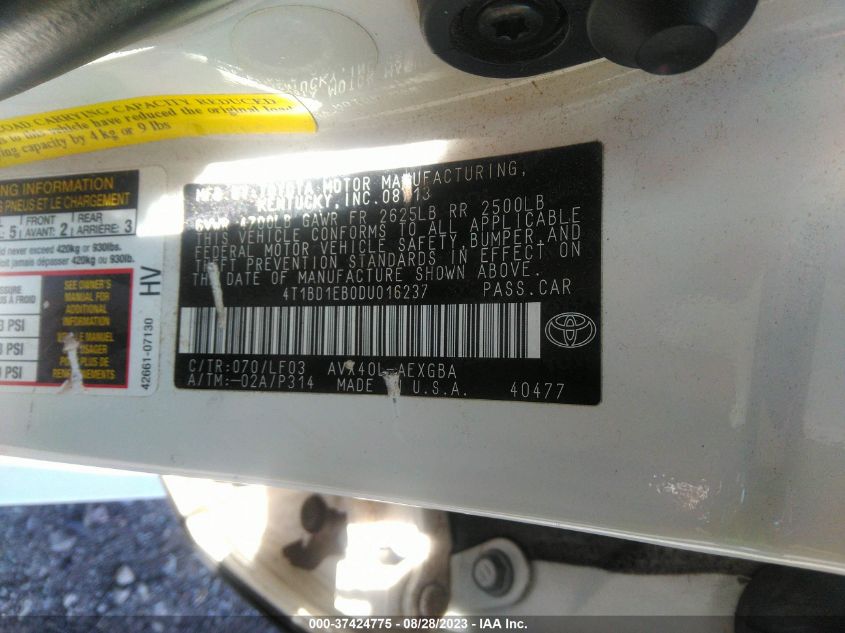 2013 TOYOTA AVALON HYBRID XLE PREMIUM 4T1BD1EB0DU016237