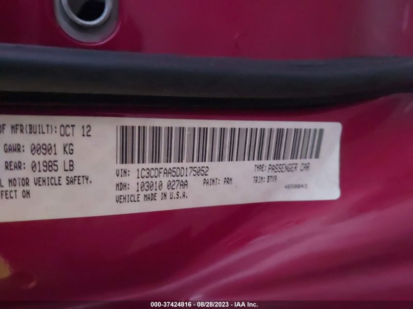 2013 DODGE DART SE - 1C3CDFAA5DD175052