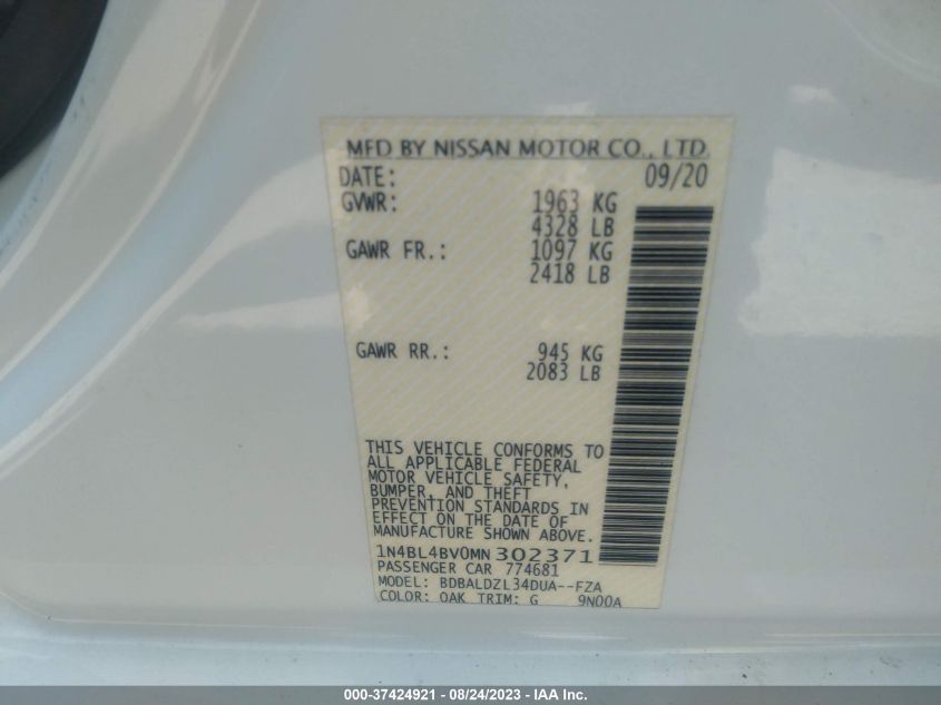 2021 NISSAN ALTIMA 2.5 S - 1N4BL4BV0MN302371