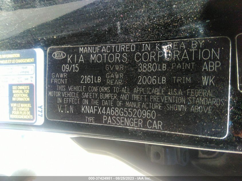 2016 KIA FORTE LX - KNAFX4A68G5520960