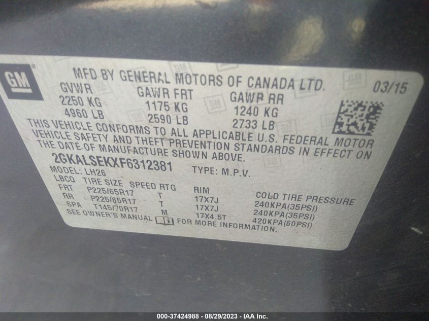 2015 GMC TERRAIN SLT - 2GKALSEKXF6312381