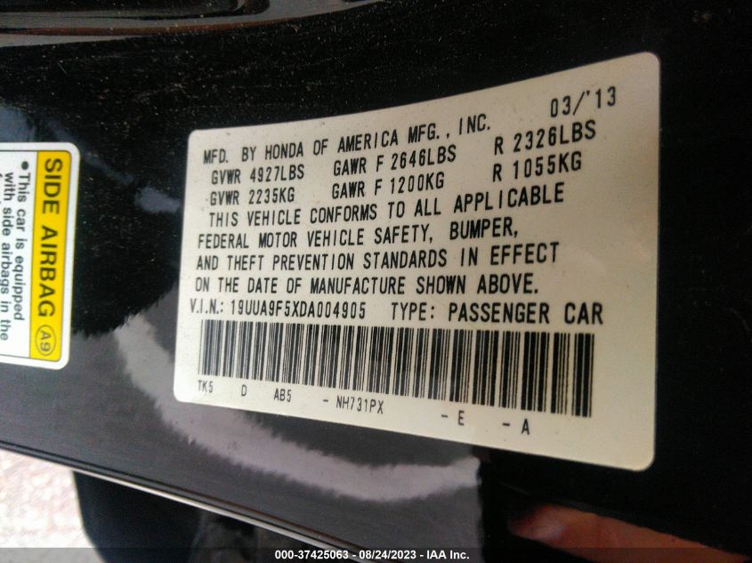 2013 ACURA TL TECH - 19UUA9F5XDA004905