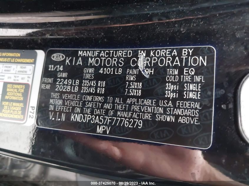 2015 KIA SOUL + - KNDJP3A57F7776279