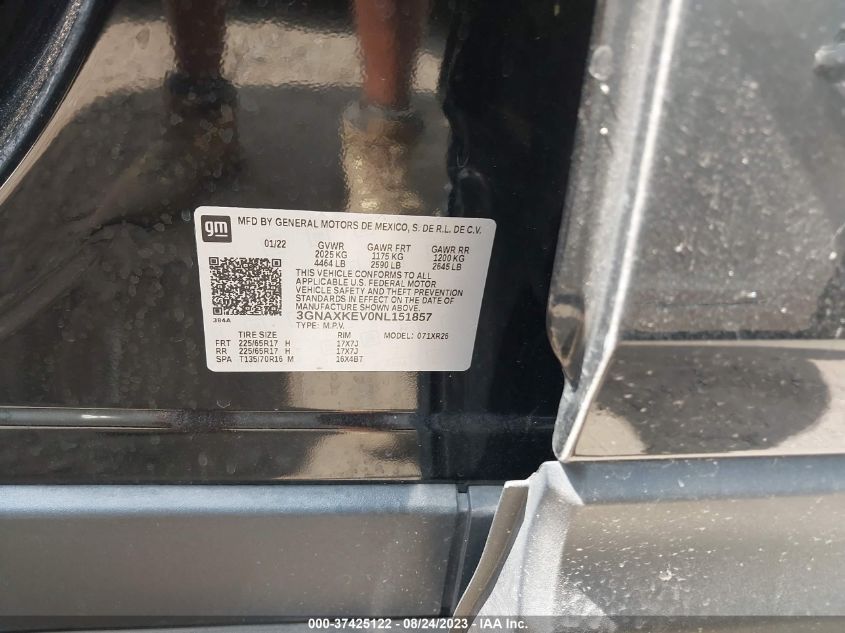 2022 CHEVROLET EQUINOX LT - 3GNAXKEV0NL151857