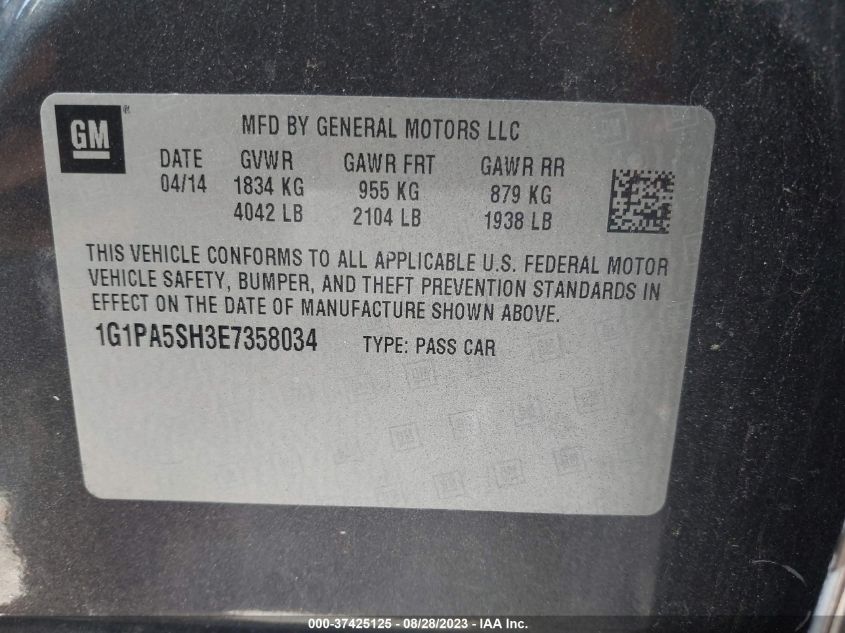 2014 CHEVROLET CRUZE LS - 1G1PA5SH3E7358034