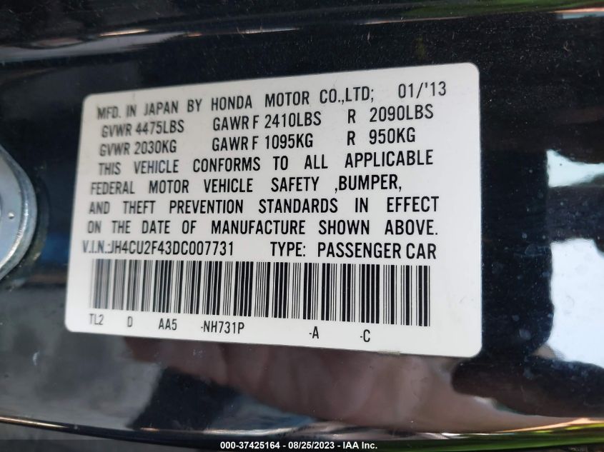 2013 ACURA TSX - JH4CU2F43DC007731