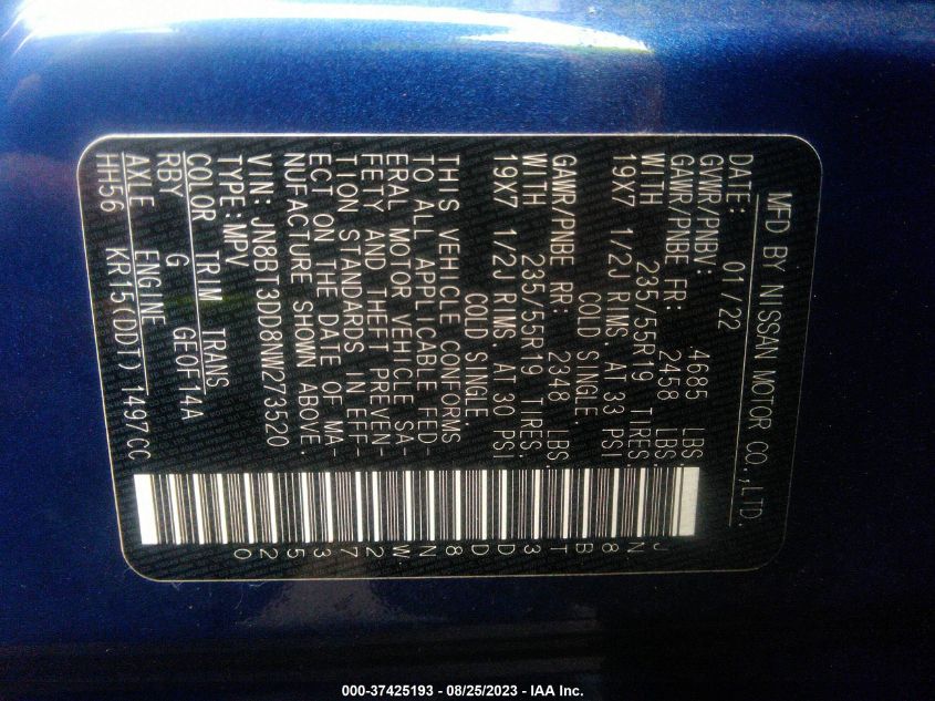 2022 NISSAN ROGUE - 11111111111273520