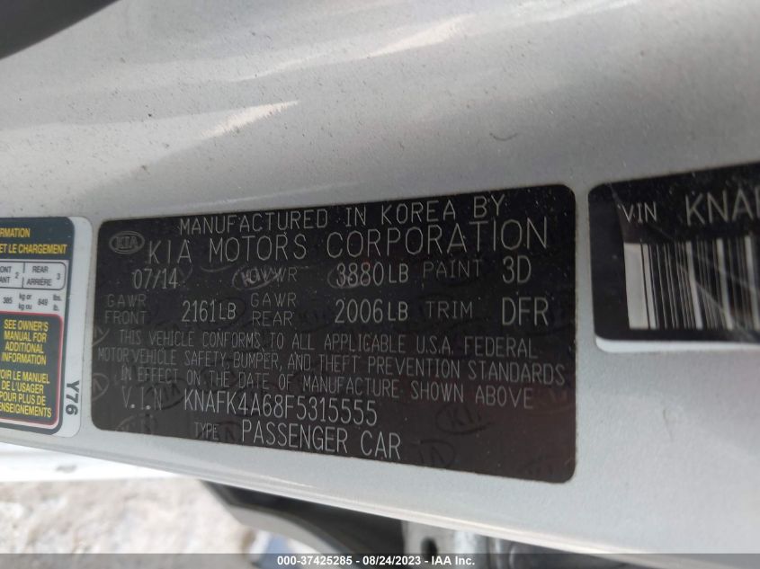2015 KIA FORTE LX - KNAFK4A68F5315555