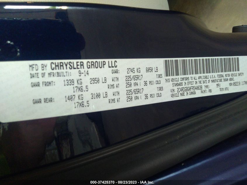 2015 DODGE GRAND CARAVAN SE - 2C4RDGBG0FR540638