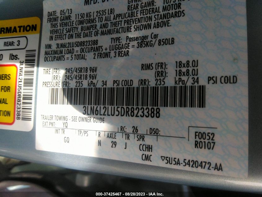 2013 LINCOLN MKZ HYBRID - 3LN6L2LU5DR823388