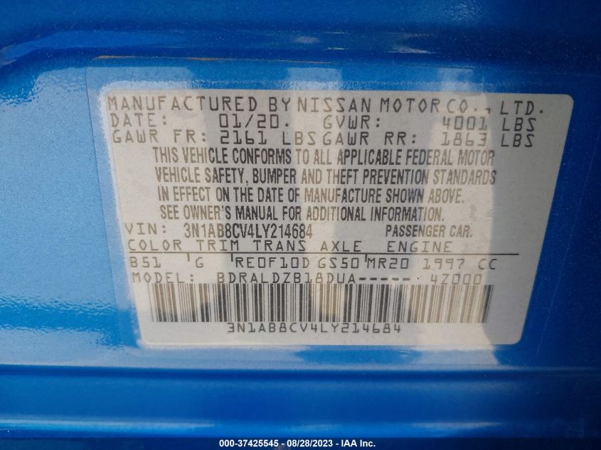 2020 NISSAN SENTRA - 3N1AB8CY4LY214684