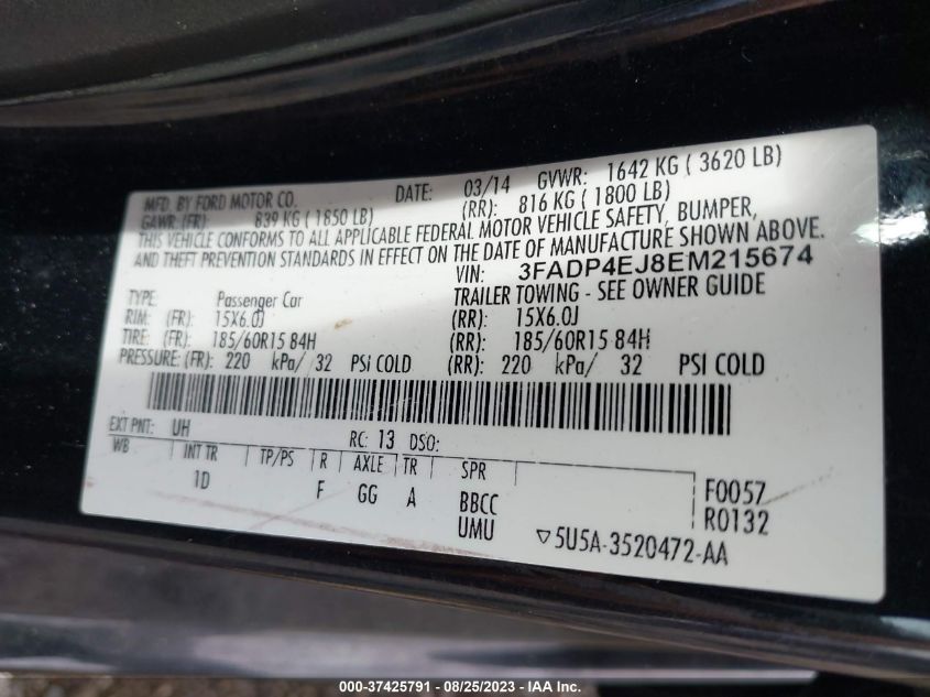2014 FORD FIESTA SE - 3FADP4EJ8EM215674