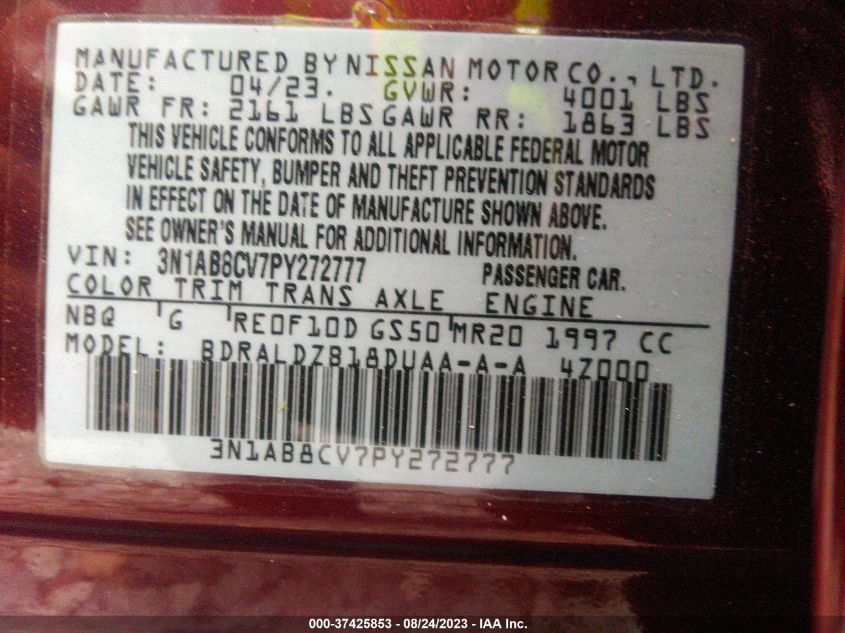 2023 NISSAN SENTRA SV - 3N1AB8CV7PY272777