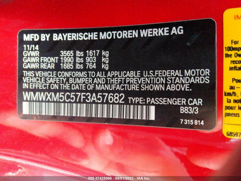 2015 MINI COOPER HARDTOP - WMWXM5C57F3A57682