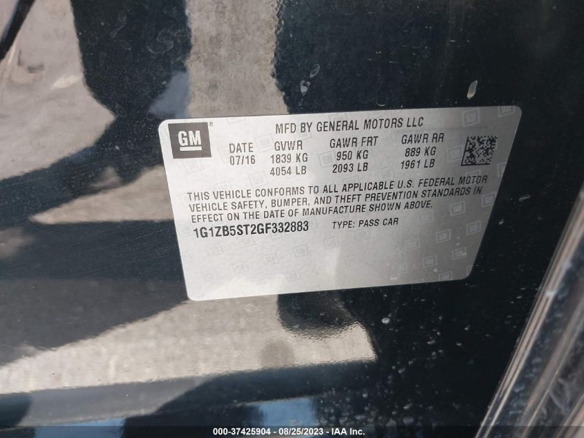2016 CHEVROLET MALIBU LS - 1G1ZB5ST2GF332883