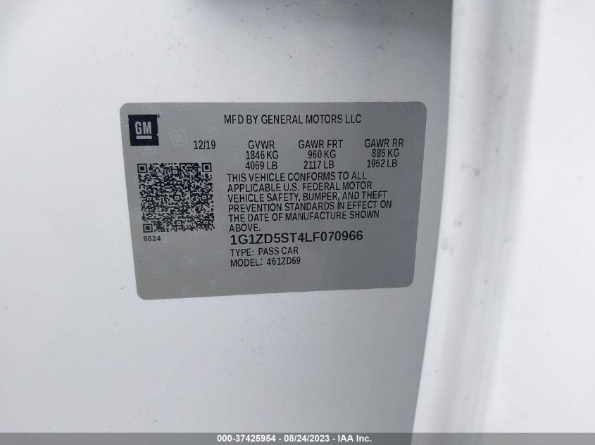 2020 CHEVROLET MALIBU LT - 1G1ZD5ST4LF070966