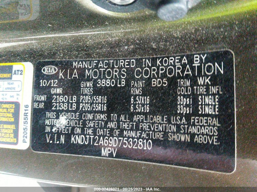 2013 KIA SOUL + - KNDJT2A69D7532810
