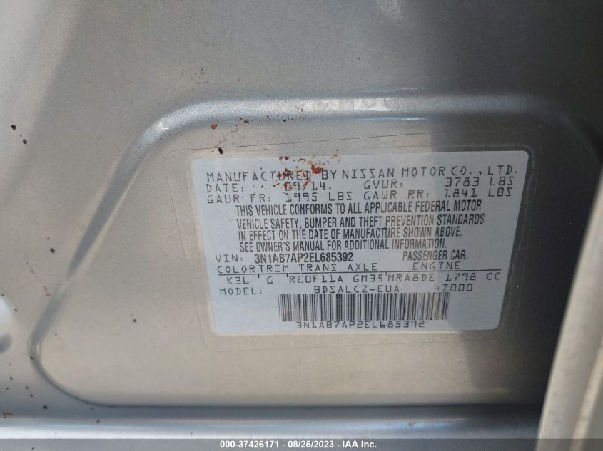 2014 NISSAN SENTRA S - 3N1AB7AP2EL685392