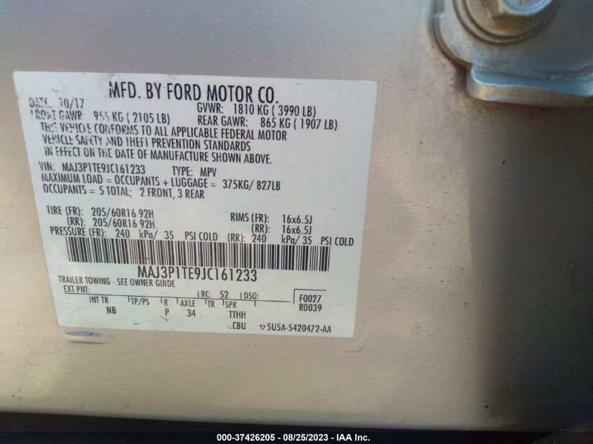 2018 FORD ECOSPORT SE - MAJ3P1TE9JC161233