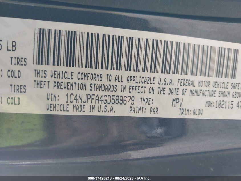 2016 JEEP PATRIOT HIGH ALTITUDE EDITION - 1C4NJPFA4GD589679