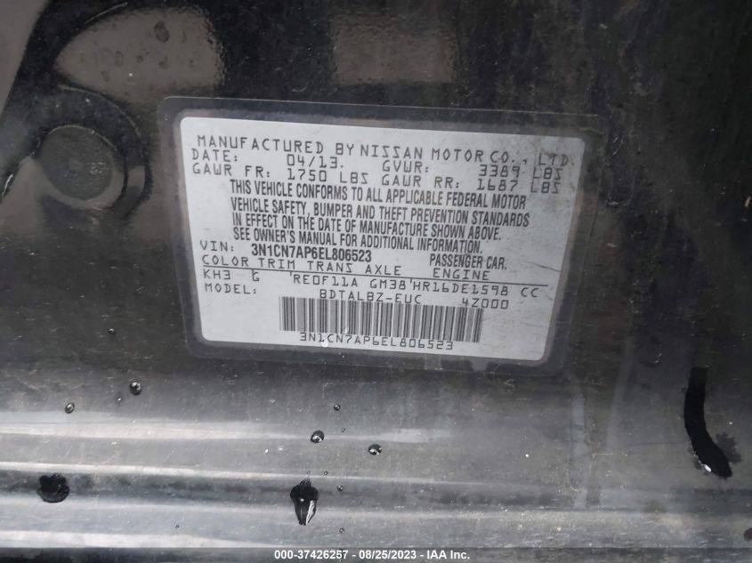 2014 NISSAN VERSA SV - 3N1CN7AP6EL806523